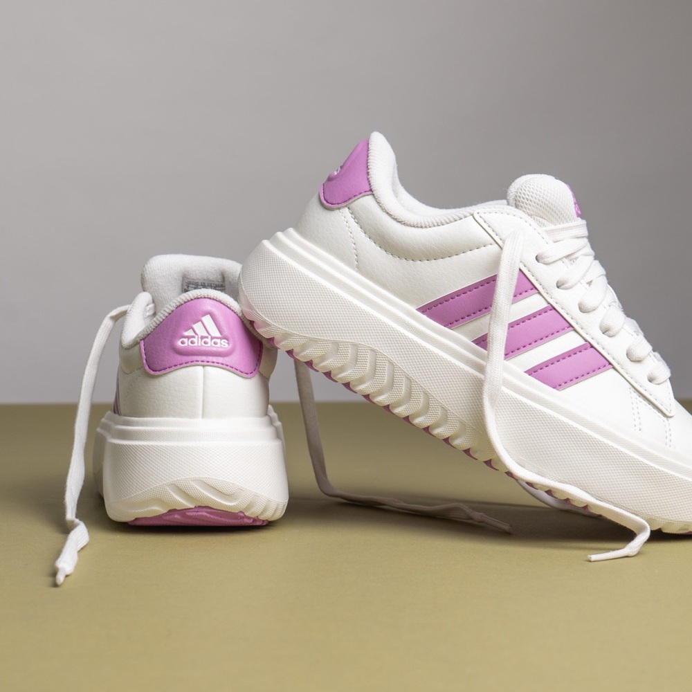 Adidas Women's White and Purple Sneakers